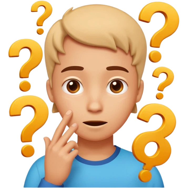 Cartoon illustration of an animated character trying to guess a secret number, question marks floating around their head, thoughtful expression, playful and educational style, bright colors, simple background. emoji