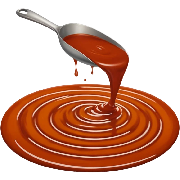 swirl or puddle of enchilada sauce, rich reddish-brown, smooth thick texture, glossy and velvety, gentle ripples, deep earthy red, no dish or extra items, no faces, clean 3D, soft shadows, transparent background, emoji scale emoji