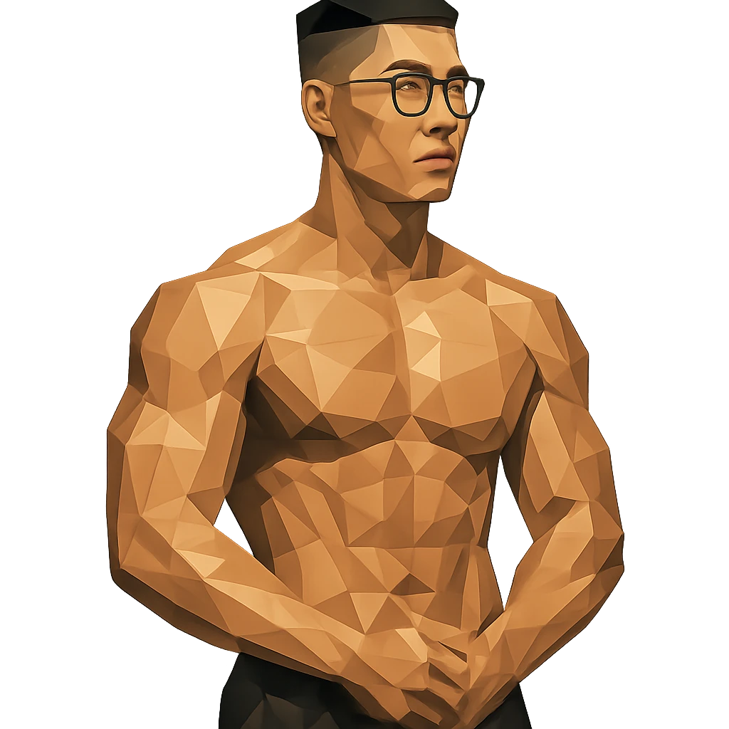 muscular tall Korean man with glasses and short hair emoji
