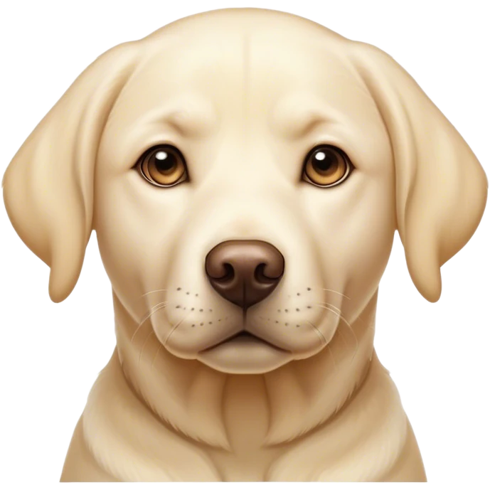 Cinematic Noble Cream Labrador Portrait Emoji, Poised and regal, with a strong, athletic build and a smooth, well-groomed cream Fur, deep-set soulful warm eyes, Simplified yet sharp and sophisticated features, highly detailed, glowing with a soft, dignified glow, high shine, intelligent and gentle, stylized with an air of grace, focused and attentive, soft glowing outline, capturing the essence of a watchful and loving companion, so majestic it feels as though it could bound out of the screen with effortless authority! emoji