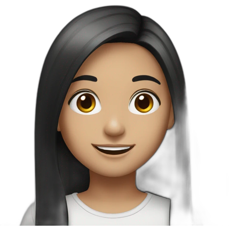 girl-long black straight hair- smile emoji