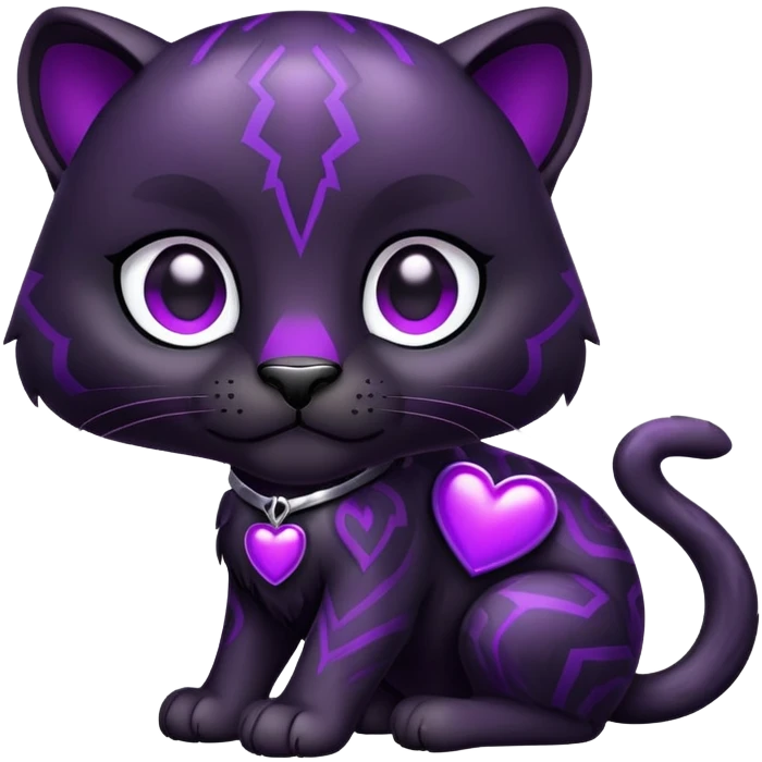 A black phanter, with a purple heart around emoji