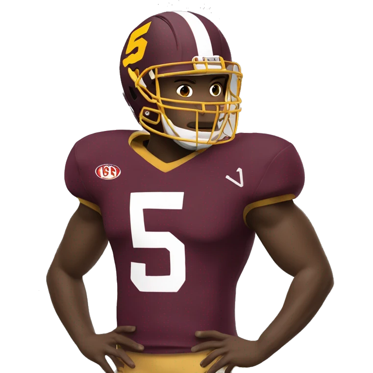football player, wearing maroon and gold jersey, number 5 emoji