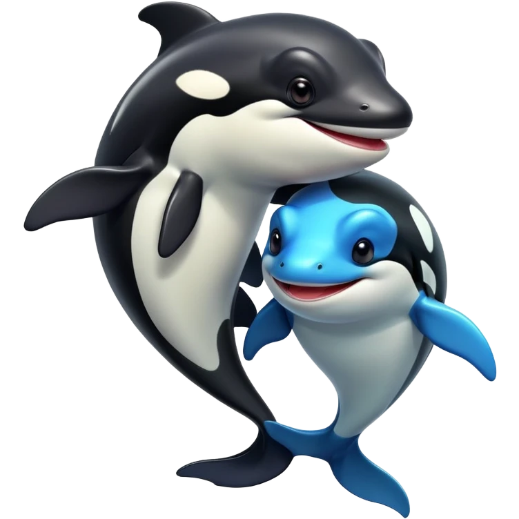 Frog hugging an Orca emoji