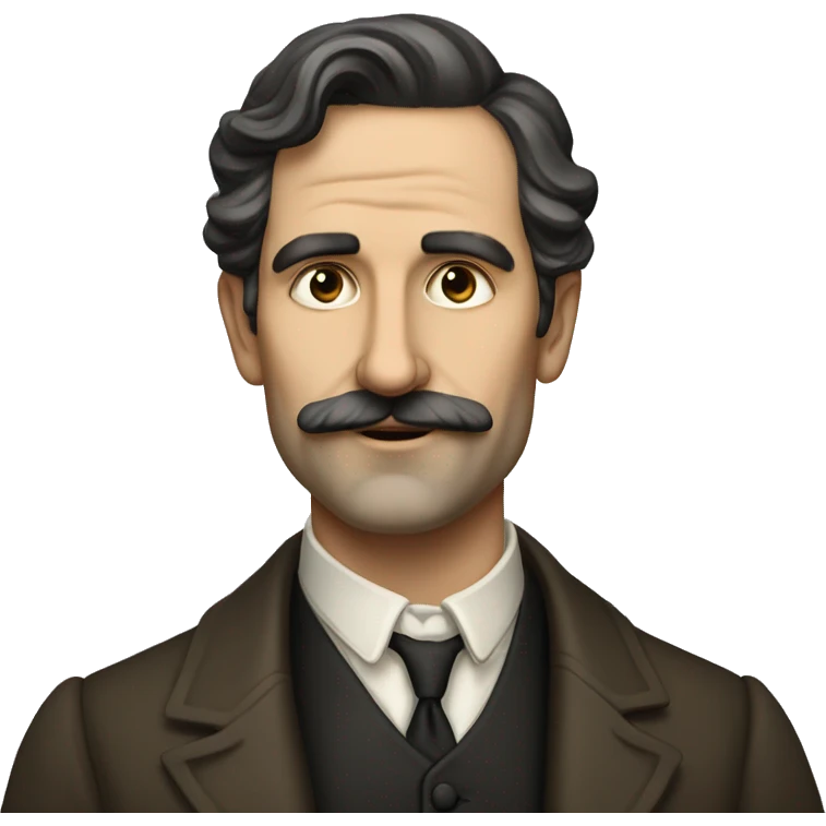 European 40 years old writer of the early 20th century, with dark hair emoji