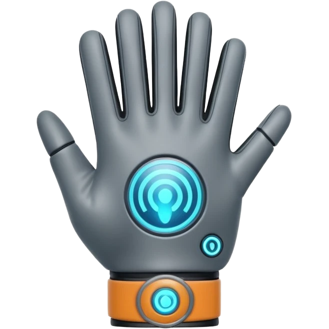 Minimal emoji of a futuristic nano-tech glove with subtle glowing lines, flat sci-fi wearable icon emoji