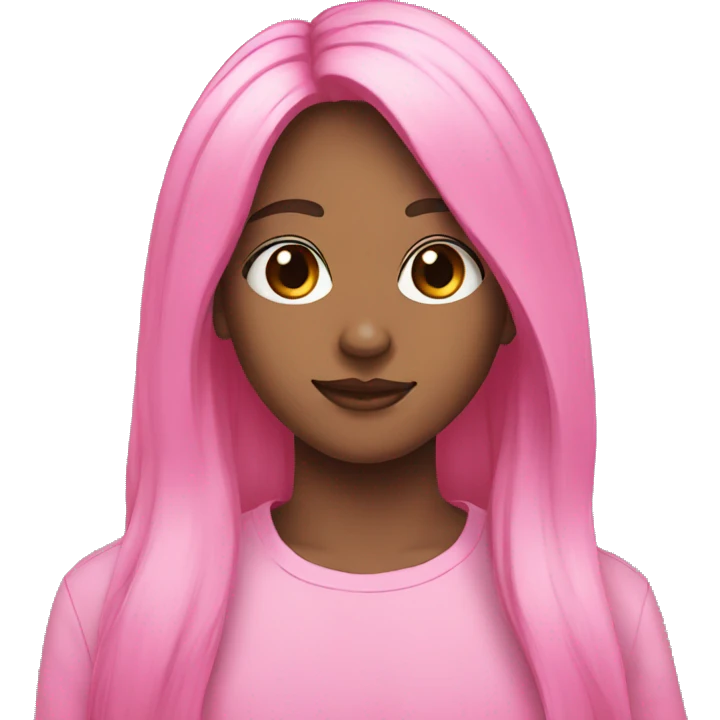 Black long hair pink shirt nose ring emoji