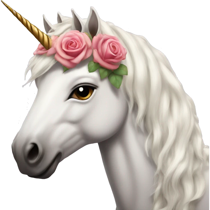 Realistic unicorn with roses in its mane emoji