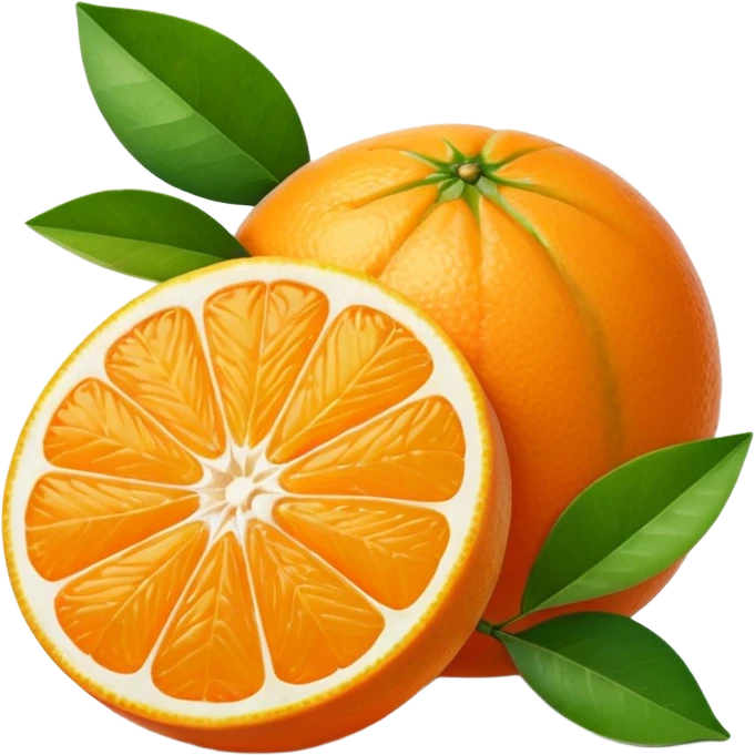 single small round orange citrus fruit peeled in segments with a green leaf no basket or extras soft lighting subtle shadows emoji scale emoji