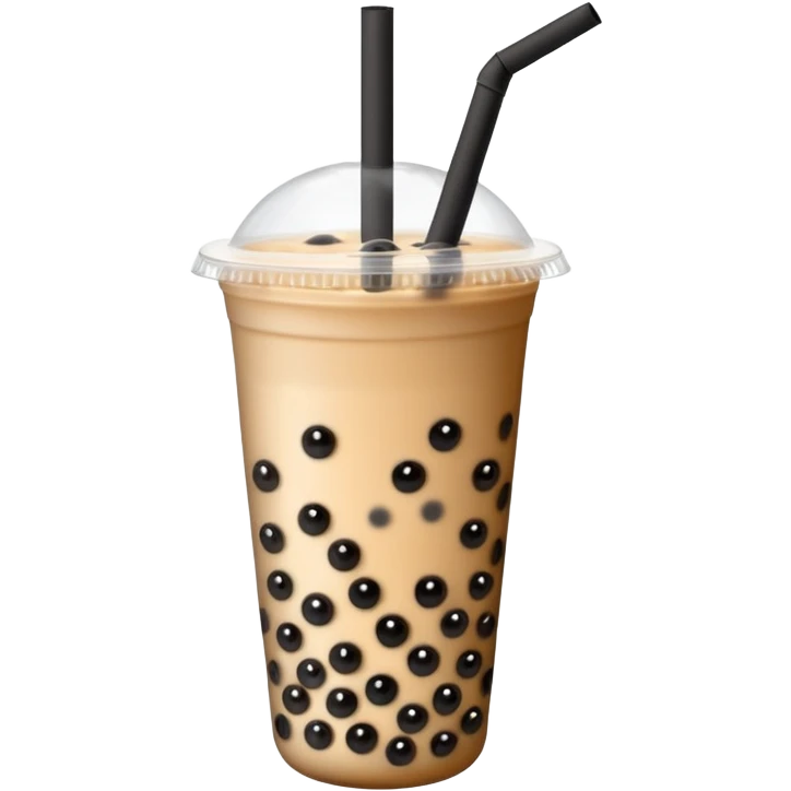 bubble tea drink with transparent cup, black boba pearls, thick straw emoji