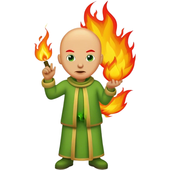 Bald green guy with fire on top emoji