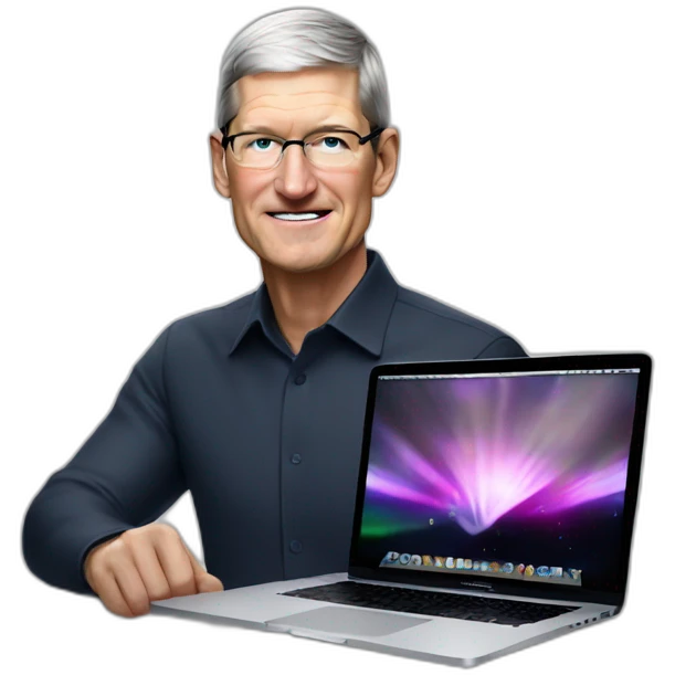 tim cook with macbook pro emoji