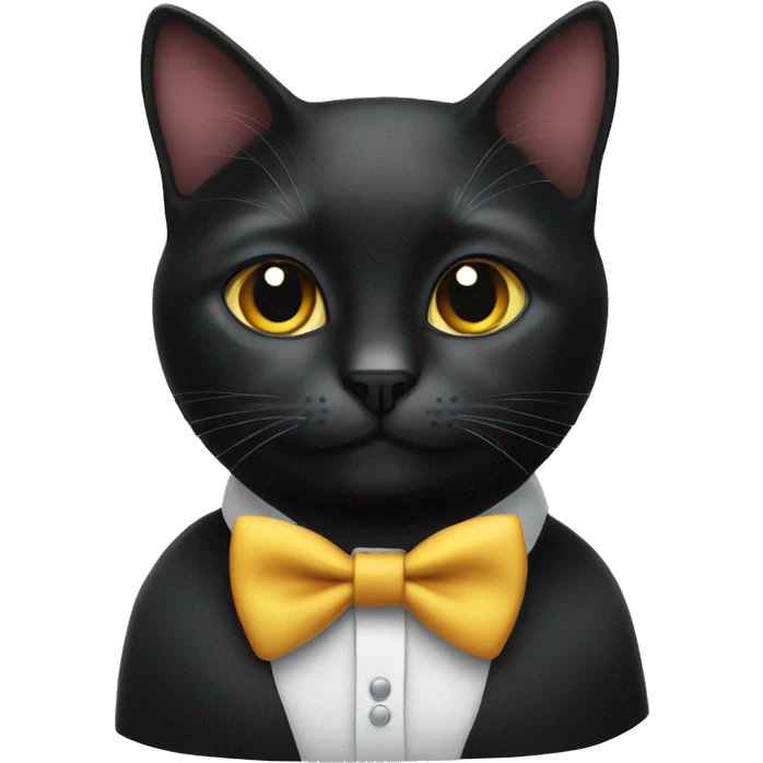 black cat wearing bow tie emoji
