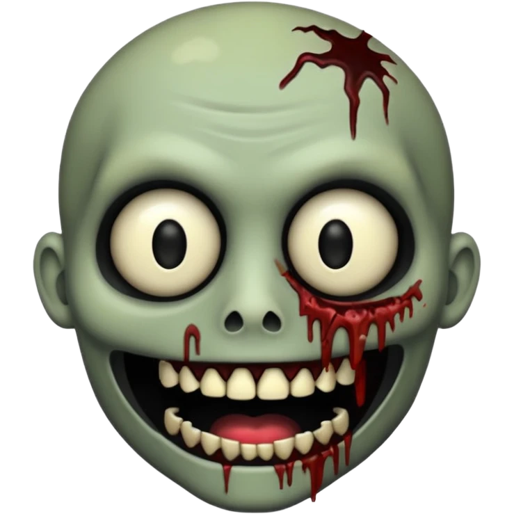 Zombie emoji with pitch black teeth no white showing emoji