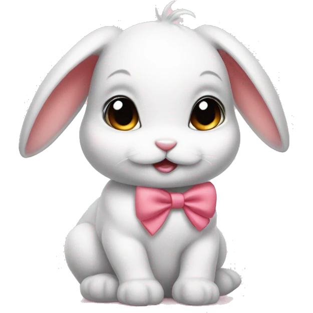 Baby bunny with coquette bow on ear emoji