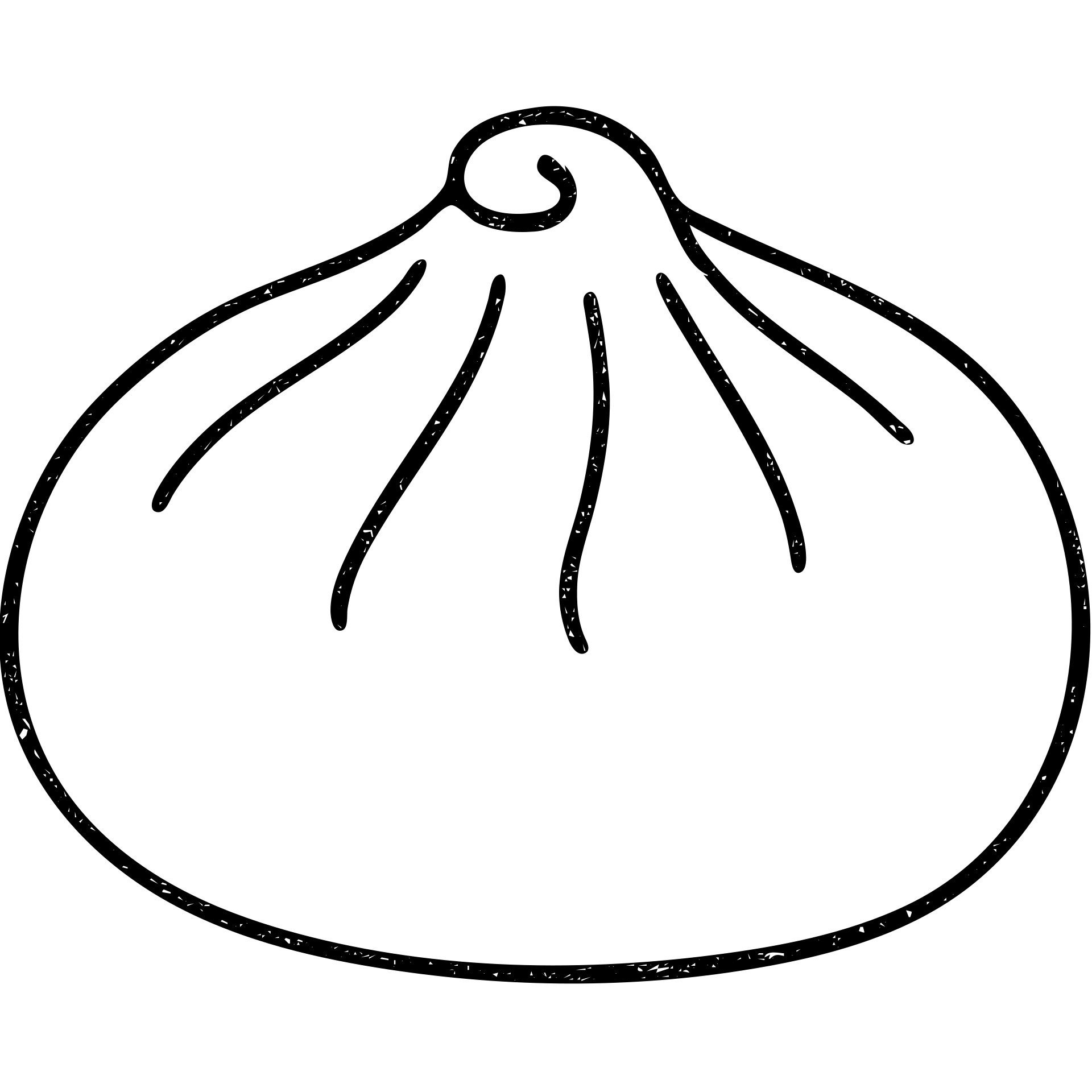 outlined icon of a banh bao (Vietnamese steamed bun), no fill, hand-drawn look emoji