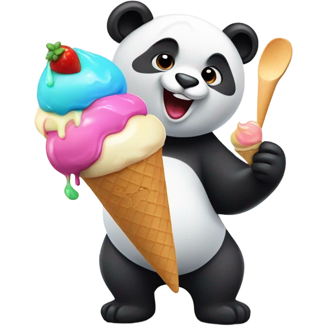 Panda eating ice cream emoji