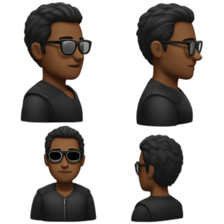 hombre con gafas negras canchera y pelo oscuro emoji