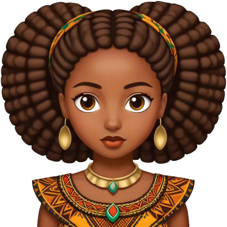 Girl with a traditional African kitenge dress emoji