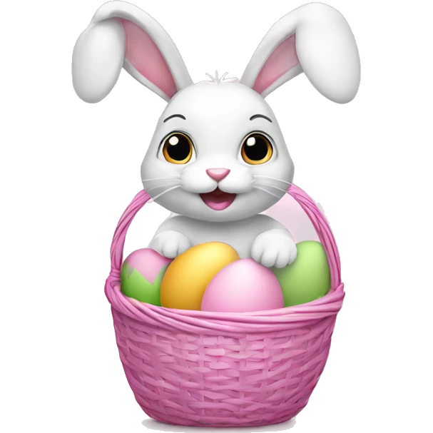easter bunny with egg light pink basket emoji