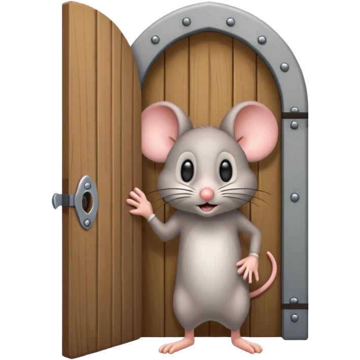 Scared Mouse open Little Door in the wall emoji