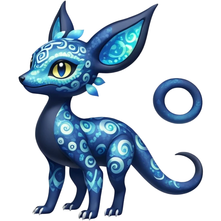 Colorful Iridescent Exotic Nebulae Salandit-Meowstic-Umbreon-Fakémon-hybrid-creature (full body)  emoji