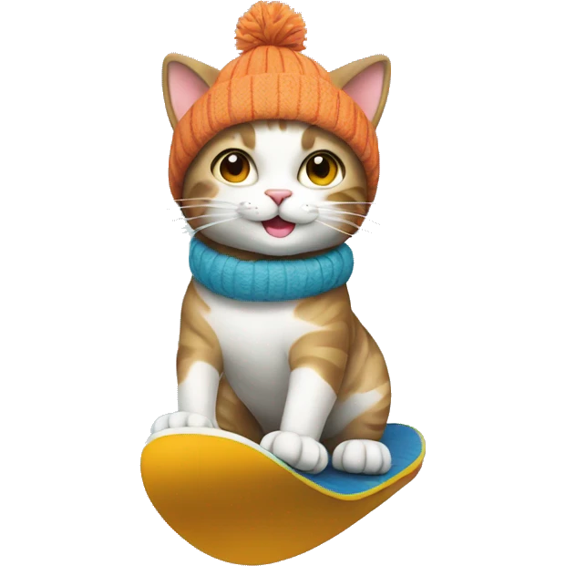 cat snowboarding birthday emoji