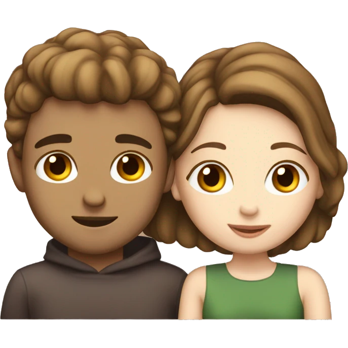 Young white skinned brown hair couple kissing  emoji