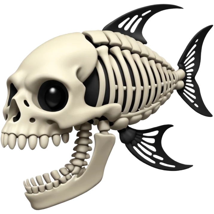 Piranha skeleton black and white emoji