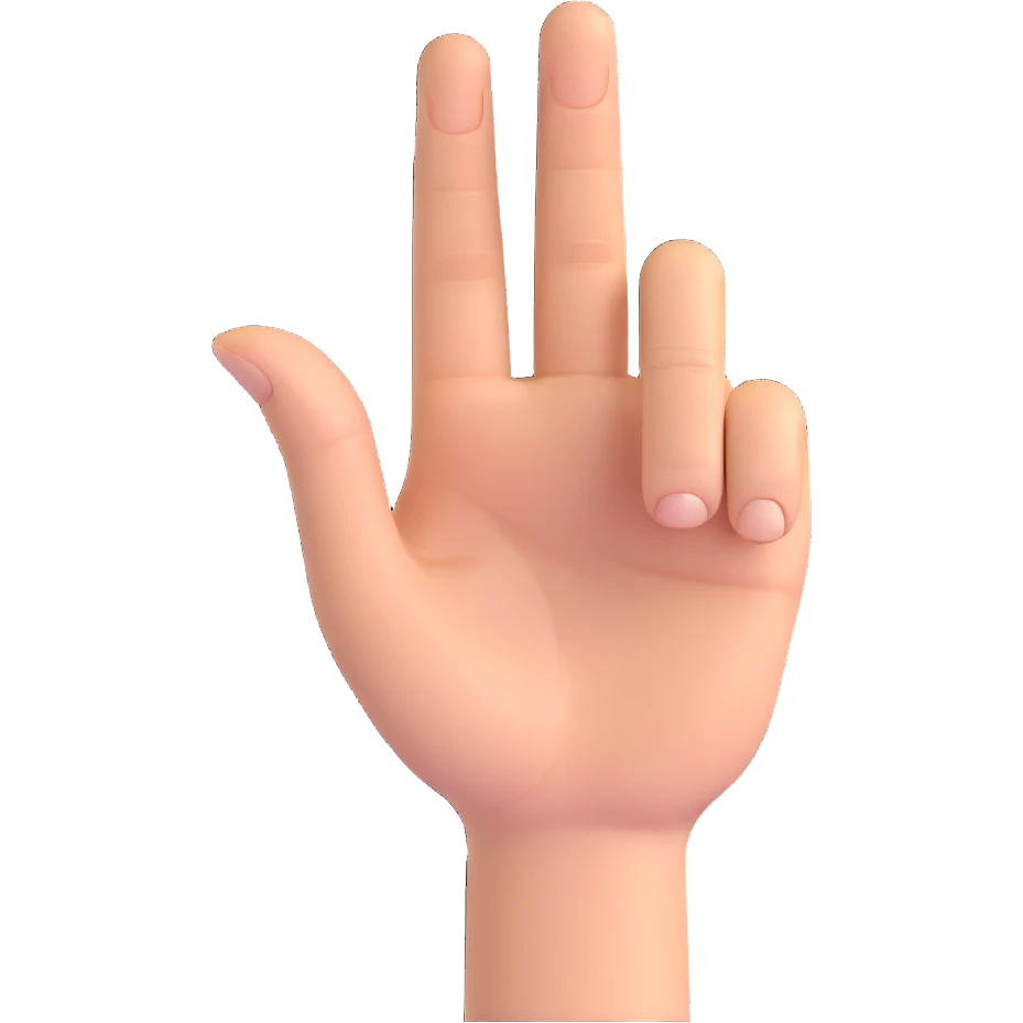 hand with middle finger and ring finger extended, other fingers closed emoji