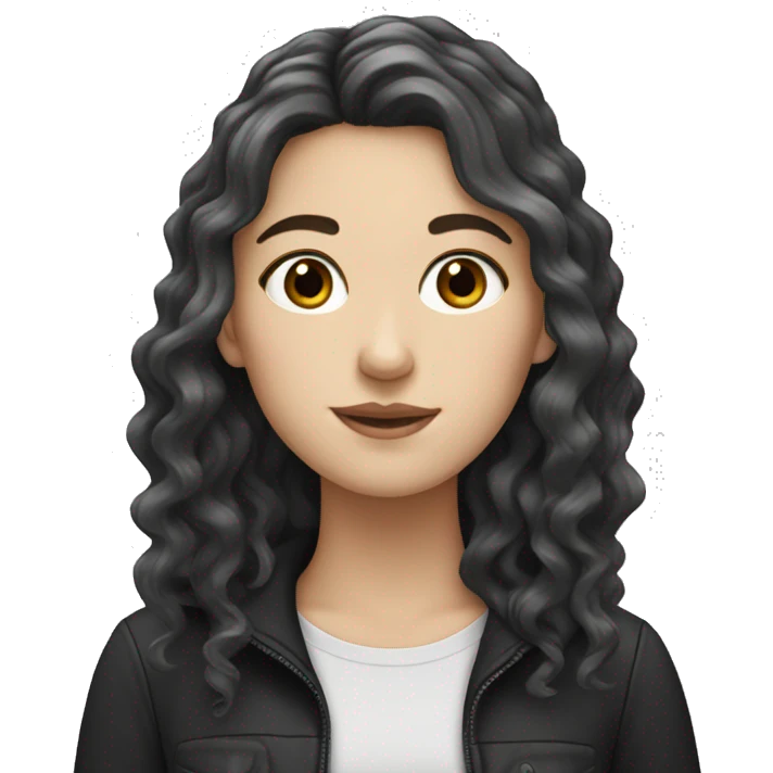 White girl with black wavy hair - uni student  emoji