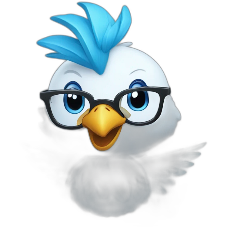 Crazy funny Articuno head with human white teeth and beautiful smile wearing glasses and hat emoji