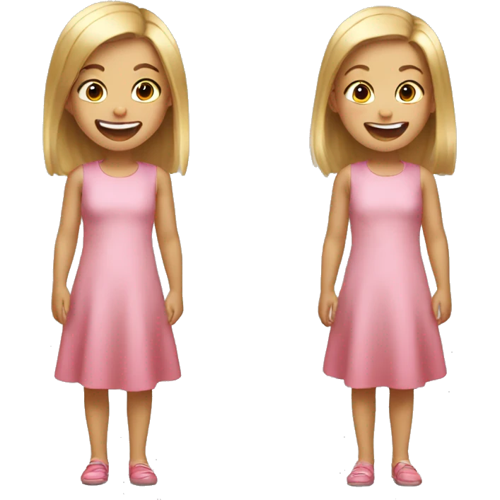 Little girl with straight hair wearing a short pink dress laughing emoji