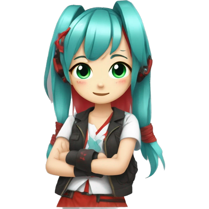 hastne miku original version with red 01 tatto on her left arm emoji