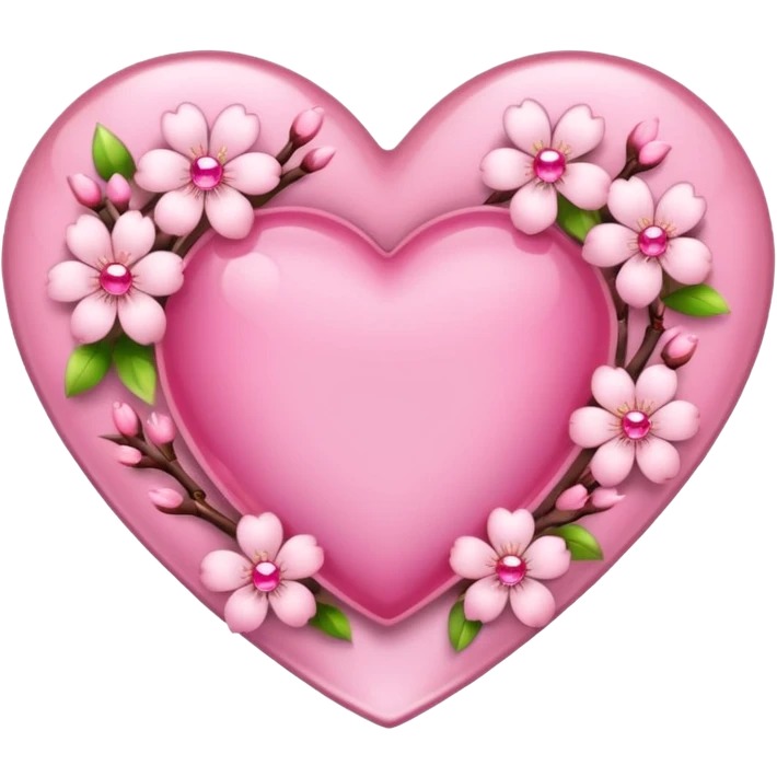 heart with sakura flowers and a pink gem border emoji