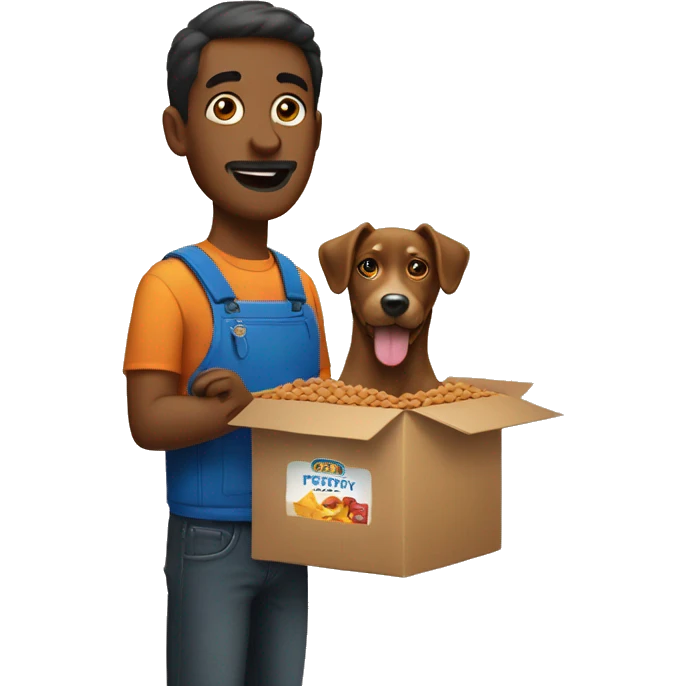 man with box of dog food emoji