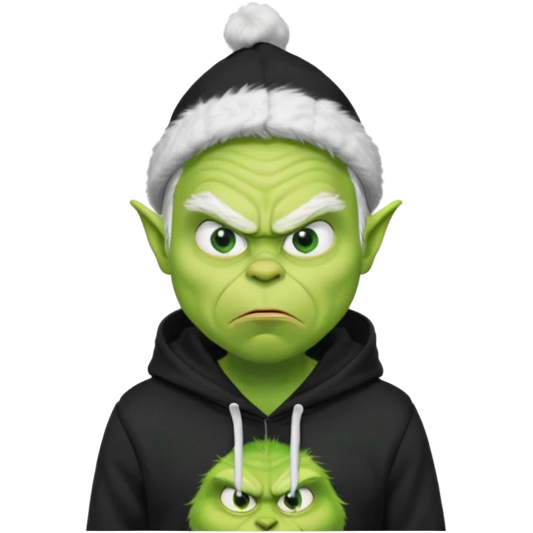 Create an avatar of white european male in hoodie with ``BST`` letters on it. make him look like grinch from movie emoji