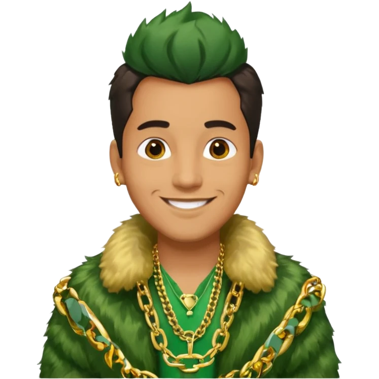 male in green fur coat  emoji