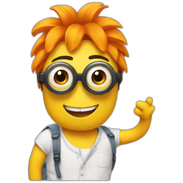 Minion with sunglasses and orange ponytail emoji