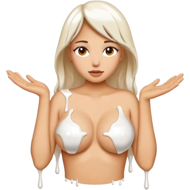 women’s breasts with white paint dripping emoji