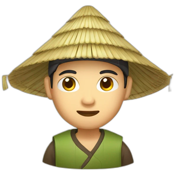 chinese man wearing rice paddy hat emoji