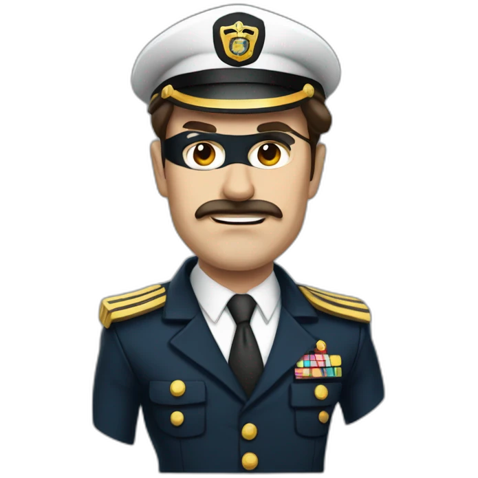 merchant marine chief officer with brown hair dressed as super hero with a black mask and badass look emoji