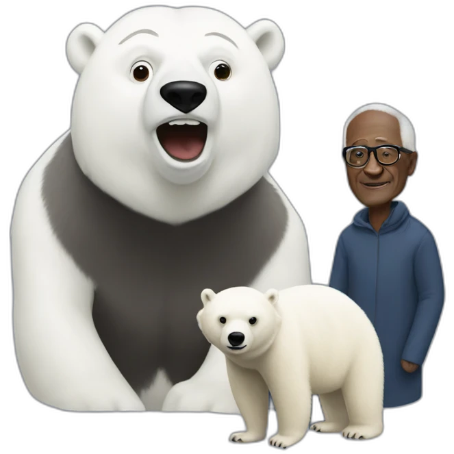 Desmond Tutu being racist to a polar bear emoji