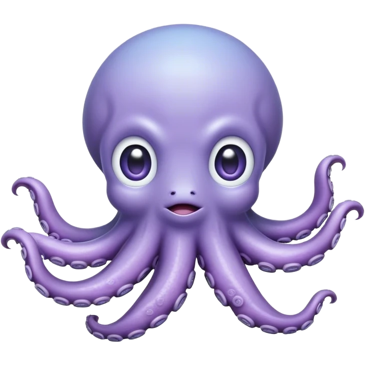 Meme-Worthy Floating Baby Octopus Portrait Emoji, Drifting gracefully in the water with soft, curled tentacles and a dreamy, weightless posture, showcasing a smooth, rounded light blue-purple body with mesmerizingly large, gentle eyes gazing into the abyss, Simplified yet poetically expressive features, highly detailed, glowing with a soft, celestial marine glow, high shine, quiet and mystical, stylized with an air of deep-sea serenity, soft glowing outline, capturing the essence of a tiny, peaceful cephalopod floating endlessly in the infinite beauty of the ocean depths! emoji