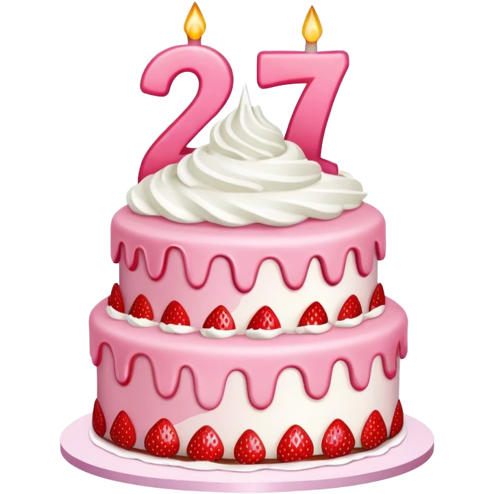 Pink Strawberry birthday cake with the number 27 on it  emoji