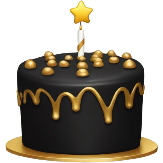 black cake with gold emoji