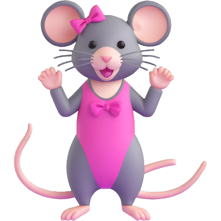 rat with a pink bow wearing a gymnastics leotard emoji