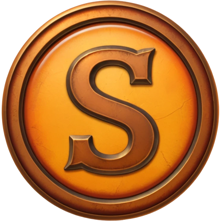 Create a custom emoji badge featuring a stylized, letter “S”. Theme it in the Bronze rank style from League of Legends. Use warm bronze metals, orange-brown highlights, and a polished but aged texture. Emblem-like design, vibrant and high clarity.
 emoji