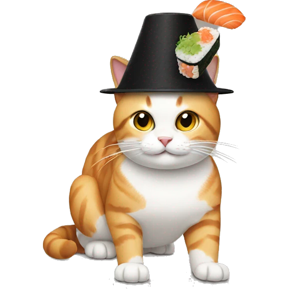 cat wearing sushi as a hat emoji