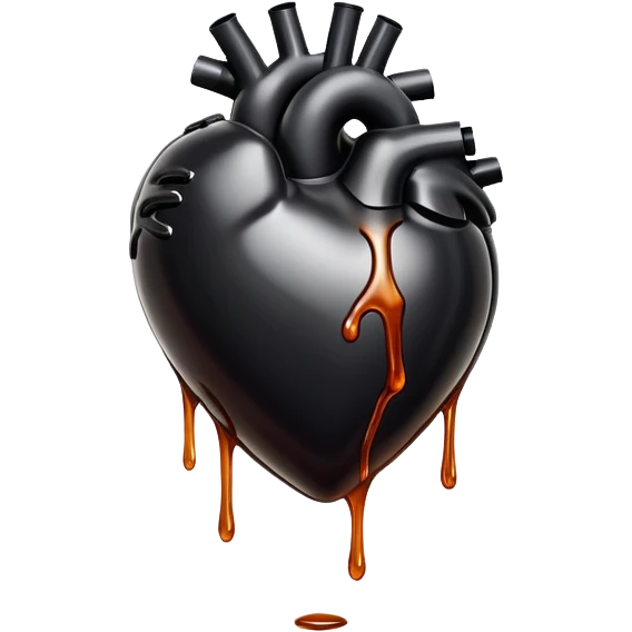 black oil heart melts emoji